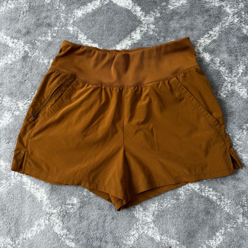 All In Motion Brown Pull On Shorts Pockets Small Activewear Athleisure Hiking